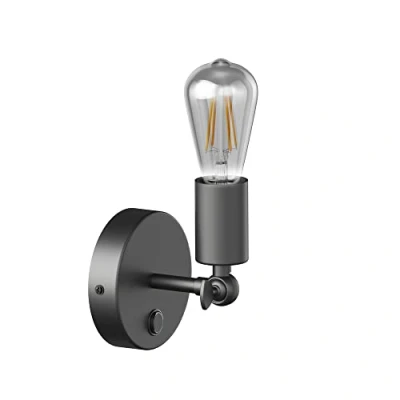 Immagine di ledscom.de Applique vintage FETRO Switch, nero, girevole + lampada LED 240lm, bianco extra caldo