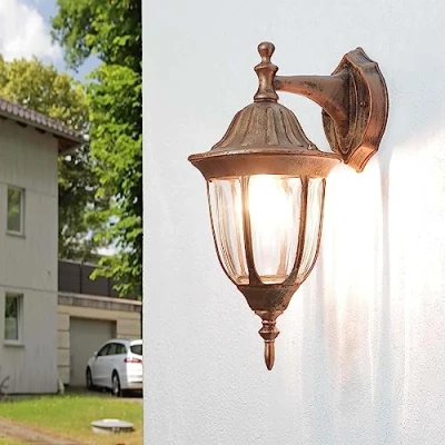 Immagine di Lampada da parete esterno Milano color rame antico design retrò IP44 E27 60 W ideale per il cortile e giardino
