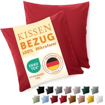 Immagine di Blumtal Federe Cuscini Divano 40 x cm Set di Copricuscini per Divani in Microfibra a 2 Pezzi con Chiusura Zip, certificati Oeko Tex, extra morbidi e lavabili Rosso