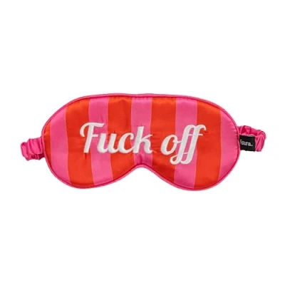 Immagine di Fisura Mascherina per dormire &quot;f*ck off&quot;. morbida. occhi originale rosa e rossa. Maschera da notte ultra morbida con fascia elastica. 20 x 10 cm.
