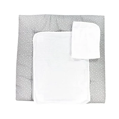 Immagine di TupTam Materassino Fasciatoio con 2 Coperture in Spugna, Stelle Bianco/Grigio, 75 x 85 cm