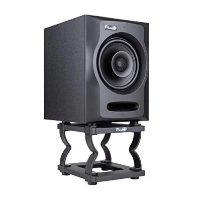Immagine di Supporto da tavolo Fluid Audio DS5 per monitor studio (supporti diffusori regolabili, isolamento acustico, superficie antiscivolo, 5 6,5 pollici, 2 pezzi), nero