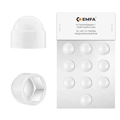 Immagine di Cappucci copri dado bulloni M16 (chiave 24) Bianco di protezione per viti 10 pezzi protettivi esagonali Tappi plastica EMFA ®