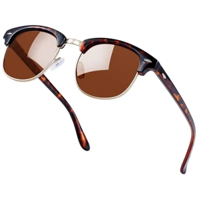 Immagine di Joopin Occhiali da Sole Polarizzati per Uomo Donna UV400 Protezione Classico Rettangolari Retrò Quadrati a Mezza Montatura (Marroni Leopardati)