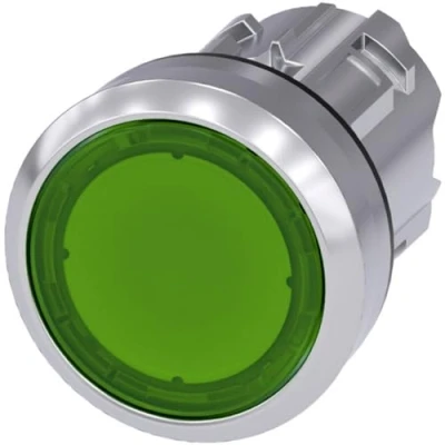 Immagine di Siemens 3SU10510AB400AA0 3SU1051 0AB40 0AA0 Pulsante illuminato Piatto, Anello frontale in metallo, Lucido Verde 1 pz.