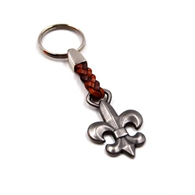 Immagine di Ciondolo portachiavi portachiave &quot;giglio&quot; in pelle 7 cm più anello 2,5