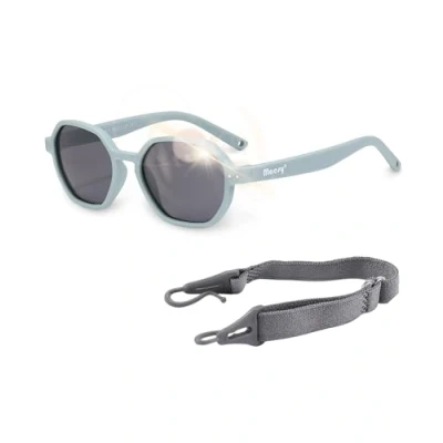 Immagine di Maesy Occhiali da sole per Bambini Yana 1 3 anni Flessibile Cinturino elastico regolabile Protezione polarizzata UV400 e bambine Esagono (Azzurro)
