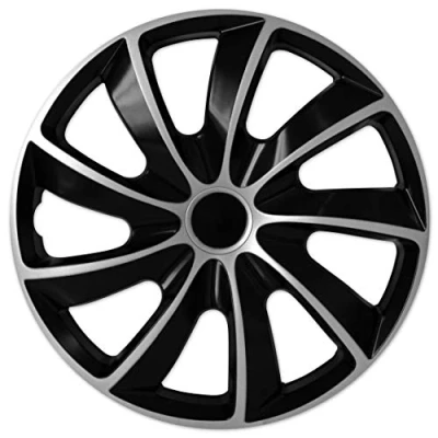 Immagine di Copricerchi Universali QUAD bicolor nero/argento 16 pollici set da pezzi