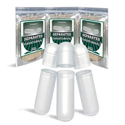 Immagine di WANANFU capsule Vuote Vegetali Separate Taglia 0 (1000 unità), Compatibile con macchina riempimento (opercolatrice 0)