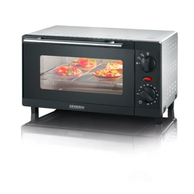 Immagine di SEVERIN TO 2052 Fornetto elettrico da 9 L, compatto con 3 livelli di cottura e timer 60 minuti, piccolo 800 W, griglia teglia incluse, Nero