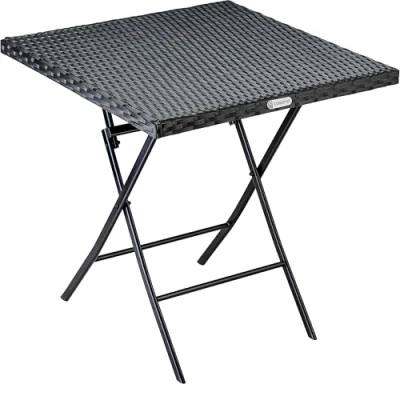 Immagine di CASARIA Tavolo Pieghevole in Polyrattan 65x65cm Salvaspazio Max Carico 60kg Giardino Esterno Terrazza Balcone Campeggio