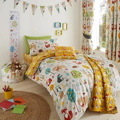Immagine di Happy Linen Company, Ensemble de Biancheria da Letto Singola réversible, morbide et Facile à tirer, avec Copripiumino Federa, Colore Tortora, pour Ragazze Ragazzi