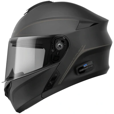 Immagine di Sena Outrush R Casco Modulare con tecnologia Bluetooth e sistema di comunicazione Intercom, R, Nero Opaco, XL