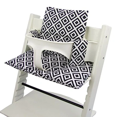 Immagine di Babys Dreams Set di cuscini per seggiolone Stokke Tripp Trapp, 20 colori, ricambio da 2 pezzi (nero e bianco)
