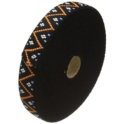 Immagine di Prym cm, Colore Nero con Motivo a Zig Zag, Colore: Arancione Colour Elastico, Poliestere, Multicolore, 25 mm/1&quot;, 7 m