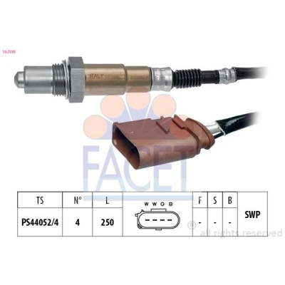 Immagine di FACET 10.7595 Sonda lambda Made in Italy OE Equivalent riscaldato, planare, Filettatura prelubrificata 4 VOLKSWAGEN: Polo IV Hatchback