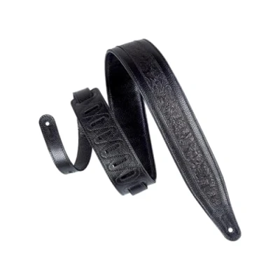 Immagine di LEVY&#039;S, M317FG BLK Tracolla In Pelle con Rilievo Fiorentino Black 2 1/2&quot;, Per Chitarra, a Due Strati, Larghezza 1/2&quot; (6.35 cm), Lunghezza Regolabile Fino 54 (138.43 cm)