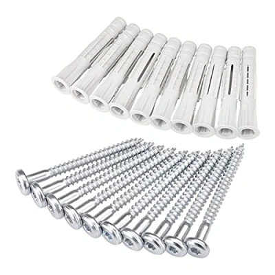 Immagine di SOTECH Set di Fissaggio per Barre Reggipensili / 10 Viti 5,5 x 60 mm e Tasselli 8 mm/per Pietra, Calcestruzzo, Muratura/per Fissare Acciaio Attaccaglie