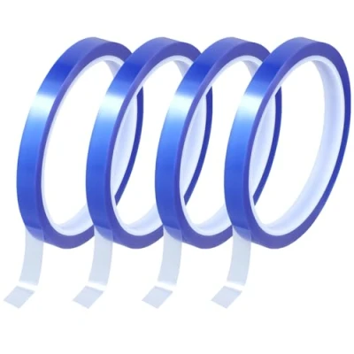 Immagine di QWORK® 4 Rotoli Nastro Adesivo Alta Temperatura, 10 mm x 33 m, Kapton per Stampa Sublimatica, Trasferimento di Calore e Isolamento (Blu)