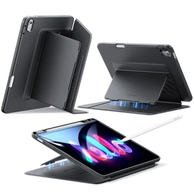 Immagine di ESR Cover per iPad Air 13 (2025/2024), Supporto Stabile Verticale, Angolazioni Multiple, Pencil, Serie Ibrida Flip, Nero