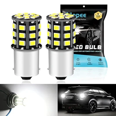 Immagine di Alopee 2 Pack 1156 BA15S 1141 1073 7506 1003 Lampadine per Retromarcia Auto 12V 24V Bianco 950 Lumen 2835 33 SMD Lampadina a LED Sostituzione Interni RV Camper Coda Luce di Riserva