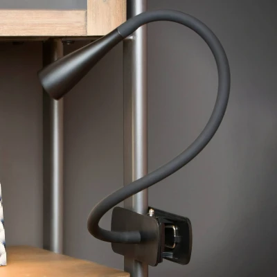 Immagine di Lucide Lampada LED a morsetto Zozy, nera, 3 StepDim, braccio flessibile