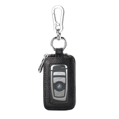 Immagine di iSuperb Portachiavi Raccoglitore Chiavi in Pelle Chiave Cuoio Organizzatore per Uomo e Donna 9.5x5x3.5cm (Nero 2)