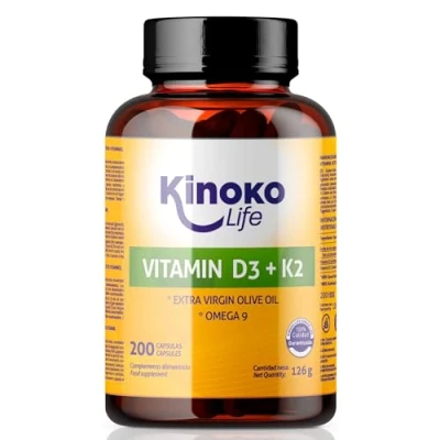 Immagine di KINOKO LIFE Vitamina D3 K2 200 Capsule Liquide con Omega 9 e Olio Extravergine di Oliva, 2000 ui y MK7 Vitamine Donna Uomo
