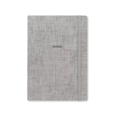 Immagine di Letts of London Edge Agenda 2025 con visualizzazione settimanale e note, formato A5, colore grigio