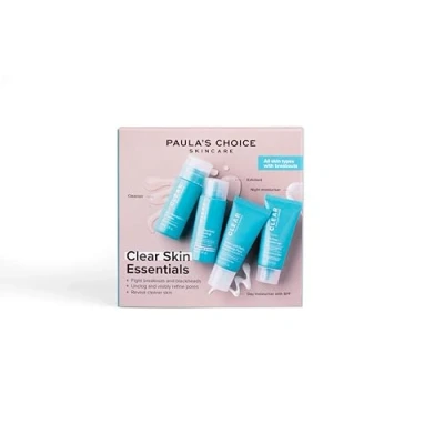 Immagine di Paula&#039;s Choice CLEAR Kit di Prova Routine Essenziale con 4 prodotti Detergente, Esfoliante &amp; Idratante Libera e Minimizza Visibilmente i Pori Tutti Tipi Pelle Formato Viaggio