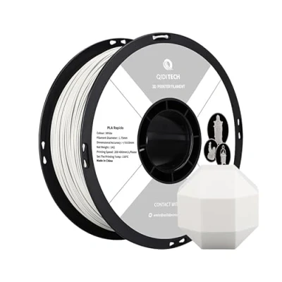 Immagine di QIDI TECH Filamento PLA Rapido 1.75mm, stampante 3D PLA, Adatto per la stampa ad alta velocità, alla maggior parte delle stampanti FDM, Bobina da 1 KG (2.2 Libbre), Bianco