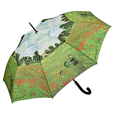 Immagine di VON LILIENFELD® Ombrello Fiore Arte Claude Monet: Campo di papaveri Pioggia Lungo Classico Automatico Stabile Colorato
