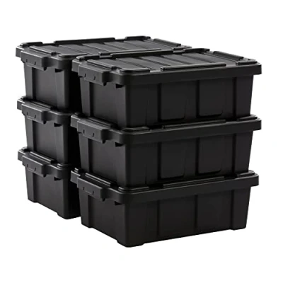 Immagine di Iris Ohyama, Scatole Pieghevoli, 12.5L, Set di 6, Nero, Compact, Solido, Impilabile, Per Garage, Scaffali, Scatola Organizer, Plastica, Contenitore, DDSKT 130