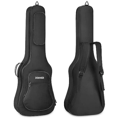 Immagine di Donner Custodia Chitarra Acustica da 40 41 pollici, Imbottita 10mm Impermeabile, Borsa morbida per Solida con Cinghie Regolabili, Tessuto Resistente all&#039;acqua Due Tasche