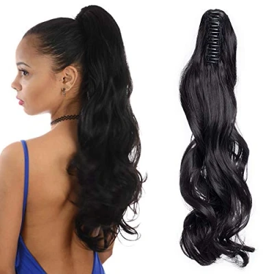 Immagine di SEGO Extension Coda di Cavallo Clip Pinza Capelli Ricci Mossi Ponytail Extensions Sintetiche Lunghe Fascia Unica Posticci 30cm 110g [Marrone Scuro]