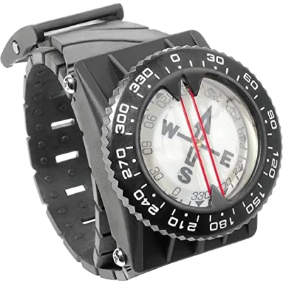 Immagine di Cressi Compass + Fixing Kit Bussola per la Navigazione Subacquea completa di Fissaggio con Cinturino e Attacco Jacket, Taglia Unica, Nero, Adulto Unisex