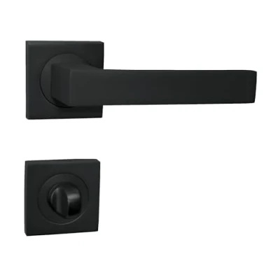 Immagine di domino QUBIK QR Maniglia per porta WC, set da bagno, rosetta quadrata, porte del di rosette, accessori in alluminio, colore nero
