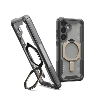 Immagine di URBAN ARMOR GEAR Plasma XTE Samsung Galaxy S25 Plus Kickstand Case (&quot;Designed for Samsung&quot; certificato, Ricarica wireless compatibile, Custodia del cellulare apribile) ash (trasparente)/titanio