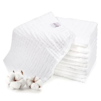 Immagine di Makian Mussole Neonato Cotone 35x50 cm, Testati Oeko Tex Standard 100 Conf. 10 Quadrotti Tessuto 4 Strati Bianco