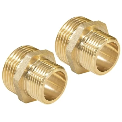 Immagine di Raccordo Filettato Maschio in Ottone da 1 a 3/4 Pollici, 1&quot;x 3/4&quot; Filettatura Connettore Doppio Nipplo per Tubi (2 Pezzi)