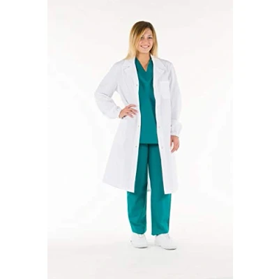 Immagine di Gima Camice Bianco Unisex, 100% Cotone Alta Qualità, con Bottoni Automatici e Polsini Elastici, Taglia EU 44, Linea Professionale, per Medici Studenti