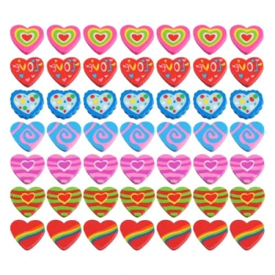 Immagine di 49 gomme colorate a forma di cuore, da cancellare, per bambini, articoli scolastici, ragazze (colore