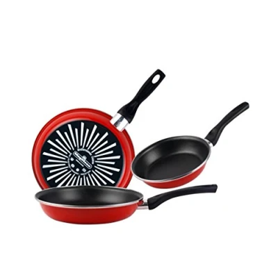Immagine di MAGEFESA Grana Set di padelle 18ø 20ø 24ø in Acciaio smaltato, con Antiaderente Originali Seat Rinforzato E Colore Rosso Esterno. Adatto A Tutti i Tipi CUCINE, Inclusa Induzione