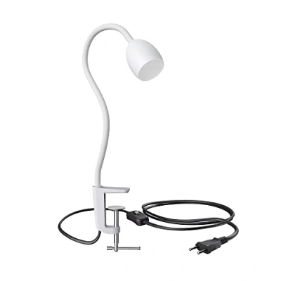 Immagine di ledscom.de Lampada a morsetto, collo d&#039;oca KLUK, interruttore, bianco opaco, 1x GU10 max. 60W, protezione antigraffio, focalizzazione spot, spot diretto, luce regolabile, montaggio design
