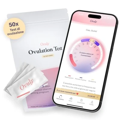 Immagine di OVULY Test Ovulazione 50 x Fertilità Donna con App Stick 10 miu LH Kit
