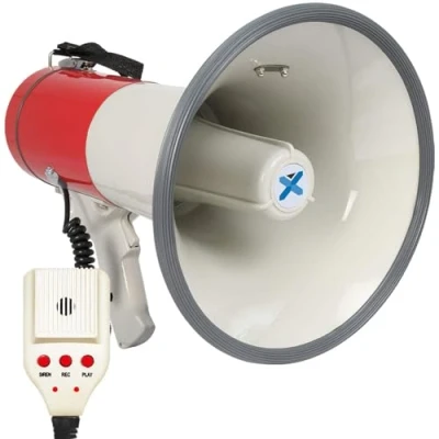 Immagine di Vexus MEG050 Megafono con Funzione di Registrazione e Sirena (50 Watt, Raggio 1 KN, Microfono A Batterie)