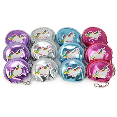 Immagine di com four® 12x Mini Borsa con Adesivo Unicorno, in Rosa, Viola, Blu e Argento, 6,5 x 6 cm (12 Pezzi Unicorno)