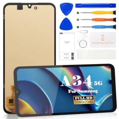 Immagine di Schermo LCD OLED per Samsung Galaxy A34 5G A346 display SM A346E, A346B, A346M, Touch Screen Digitizer Assembly parti di riparazione con strumenti (nero)