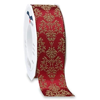 Immagine di Präsent Nastro cablato e Stampato, Rosso Rubino Tortora, 40 mm width, 20 m length