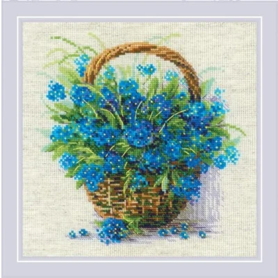 Immagine di RIOLIS Counted Cross Stitch Kit 8.75&quot;X8.75&quot; Forget Me Knots In A Basket ((14 Count)